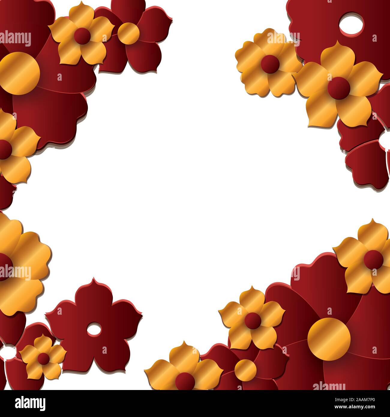Isolated red and gold flowers ornament design Stock Vector Image & Art ...