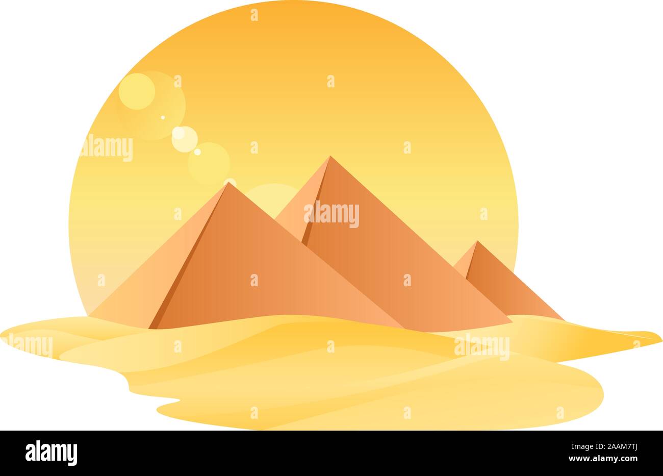 Egypt Great Pyramids Egyptology With Sand and Sun vector illustration. Stock Vector