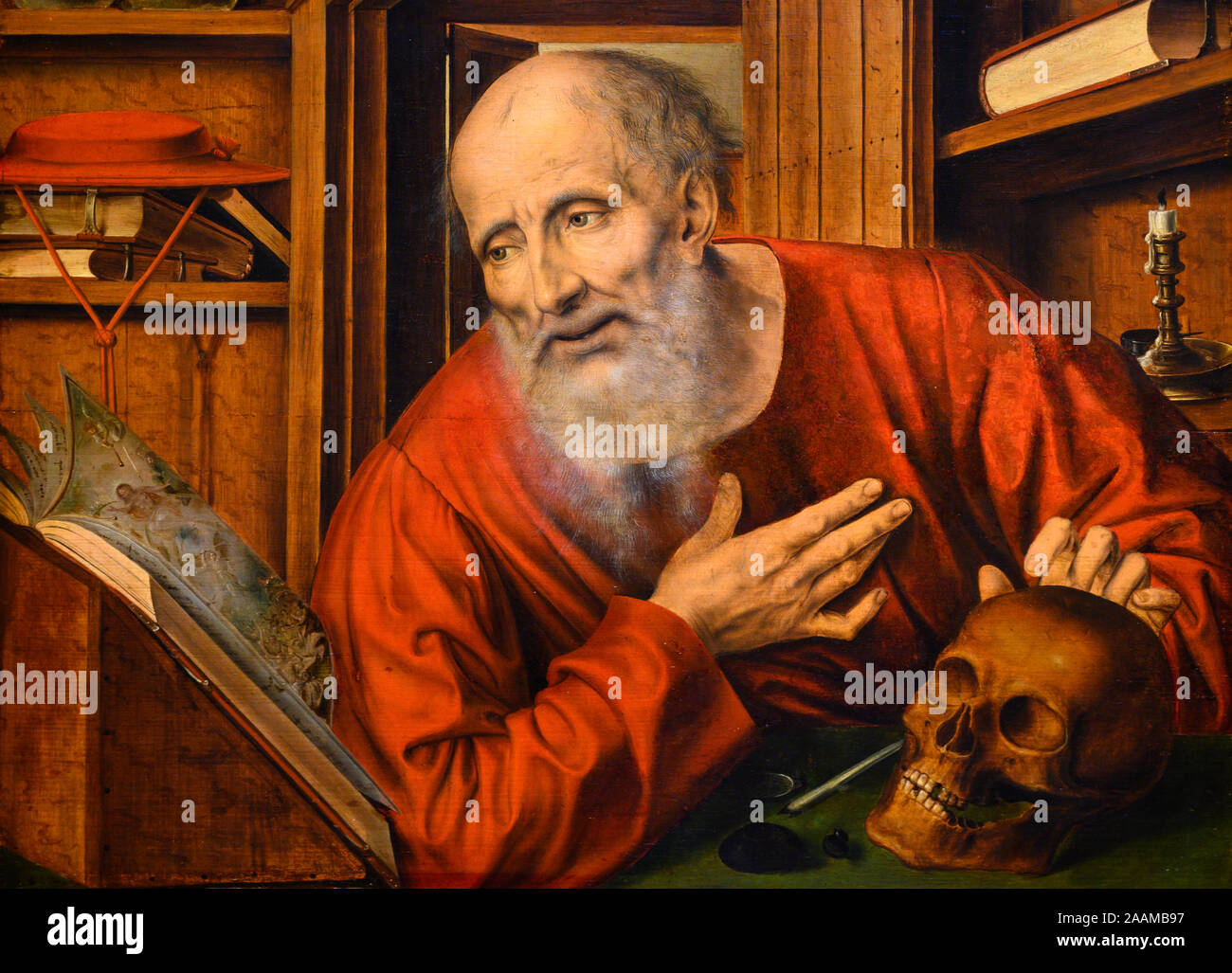 'Saint Jerome in the Cell' (2nd half of the 16th century) by (probably) Quentin Massys (Dutch: Quinten Matsijs). Stock Photo