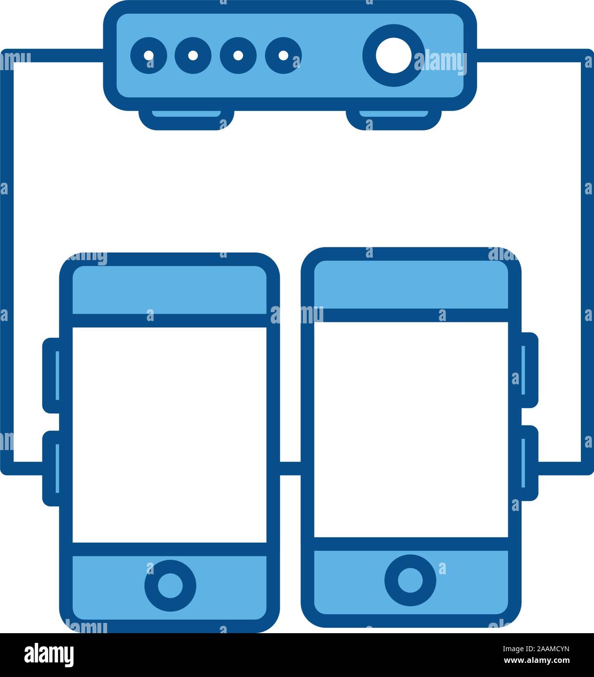 smartphone router connection internet line and fill style illustration ...