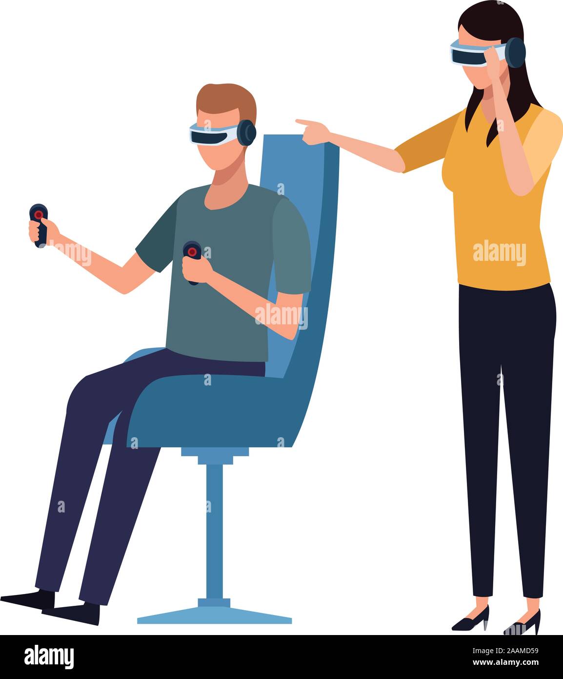 man and woman using technology of augmented reality Stock Vector Image ...