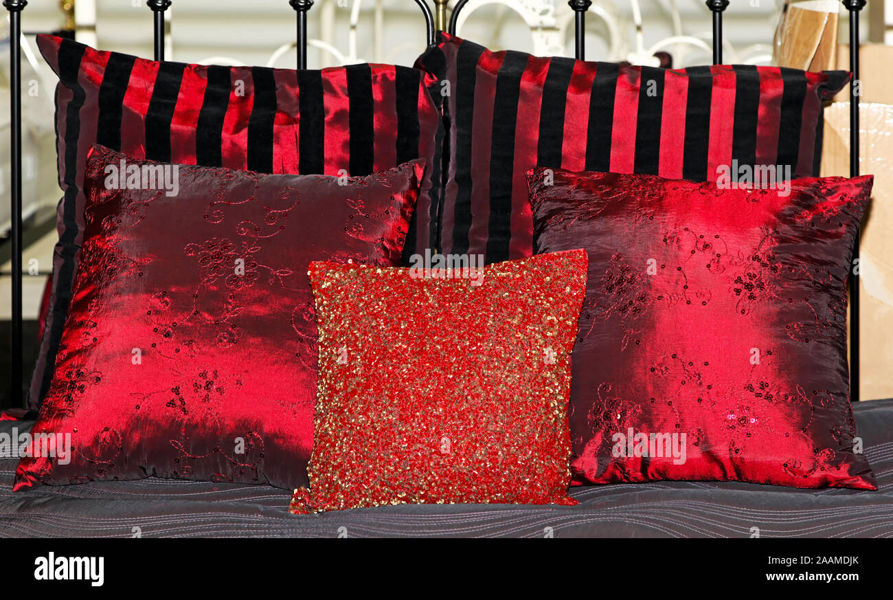 red satin pillows