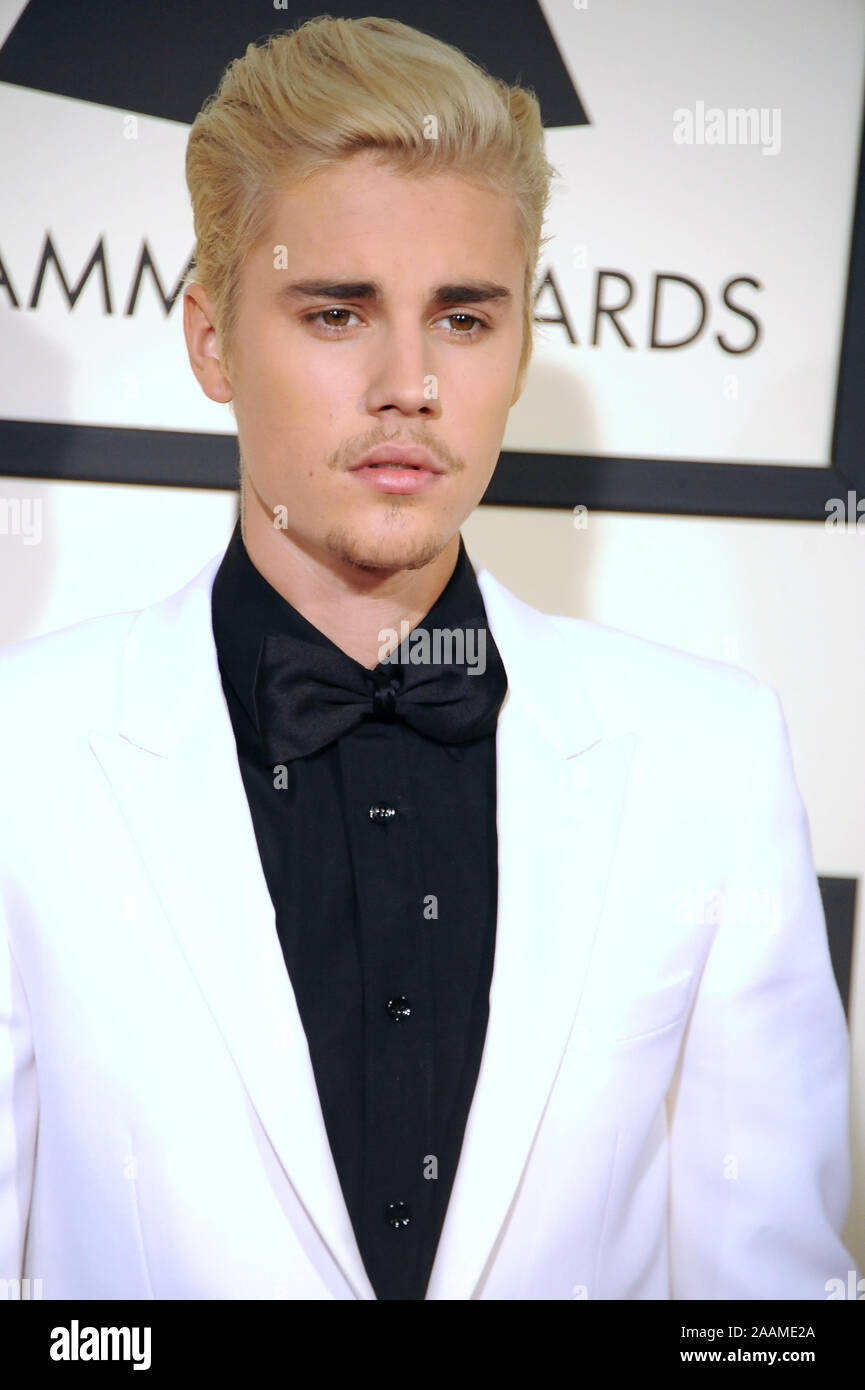LOS ANGELES, CA. February 15, 2016: Justin Bieber at the 58th Annual Grammy  Awards at the Nokia Theatre LA Live. © 2016 Paul Smith / Featureflash Stock  Photo - Alamy