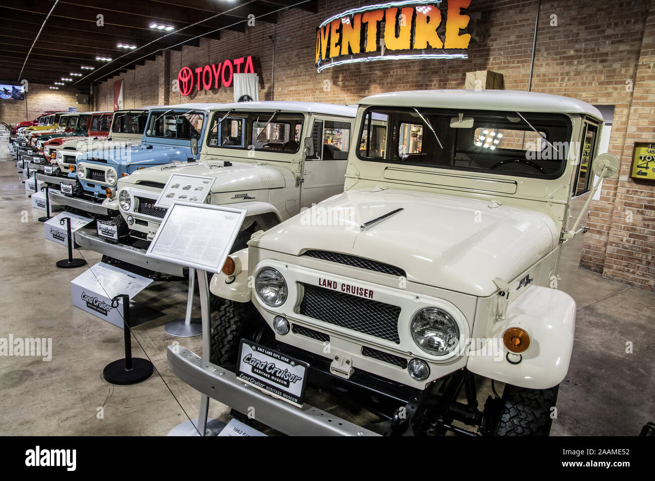Stock Photo Toyota Land Cruiser museum exhibit at the Land Cruiser