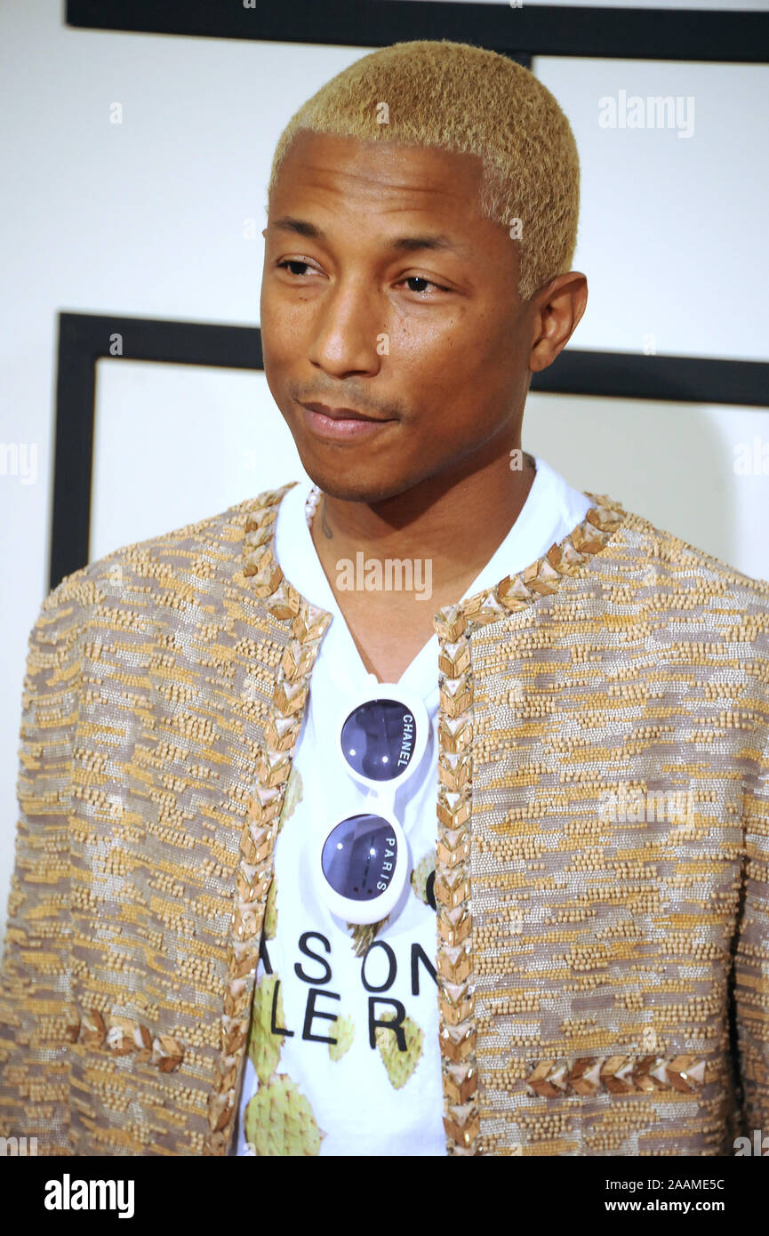 LOS ANGELES, CA. February 15, 2016: Pharrell Williams at the 58th Annual Grammy Awards at the Nokia Theatre LA Live. © 2016 Paul Smith / Featureflash Stock Photo