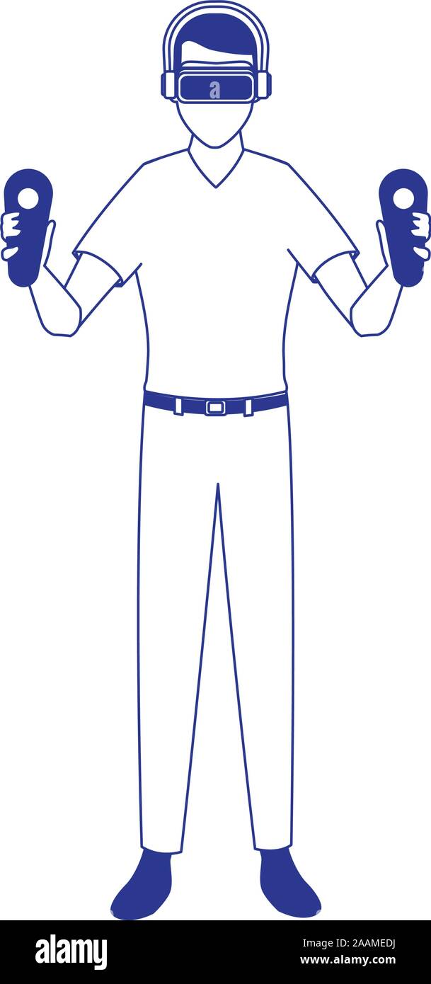 man using technology of augmented reality vector design Stock Vector ...
