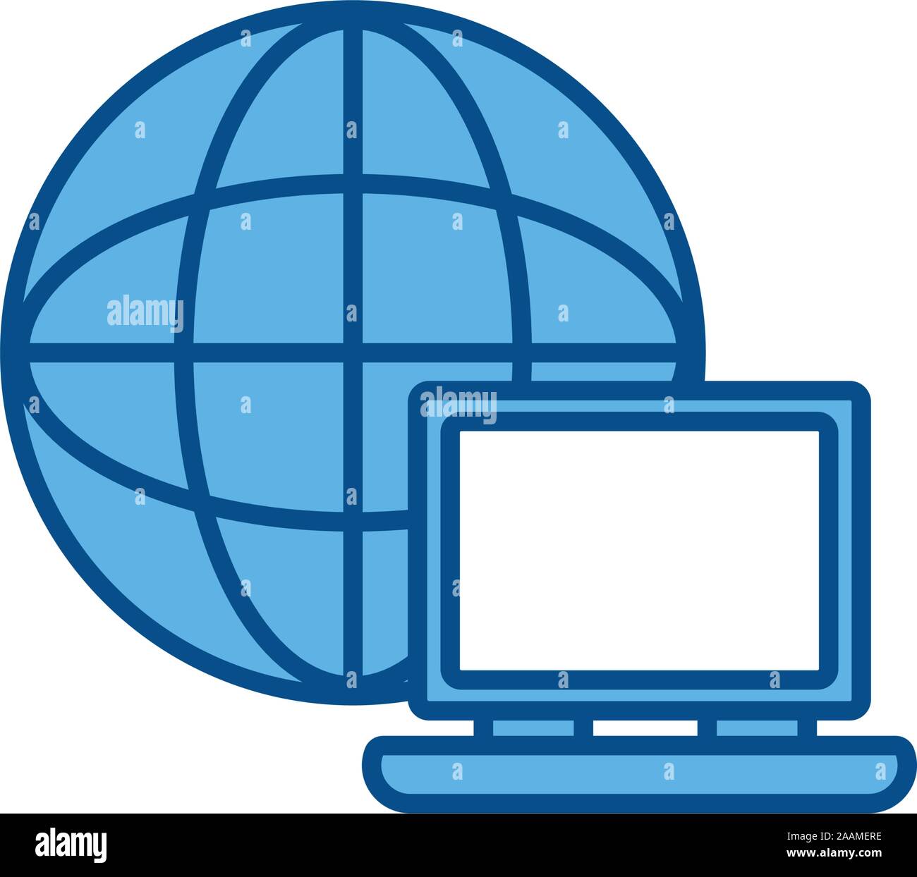 world computer internet line and fill style illustration Stock Vector ...