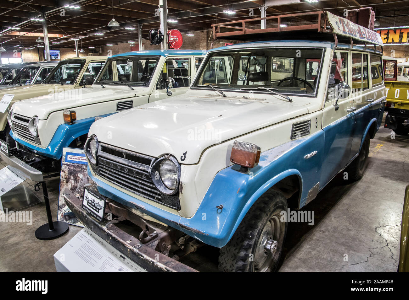 Stock Photo Toyota Land Cruiser museum exhibit at the Land Cruiser
