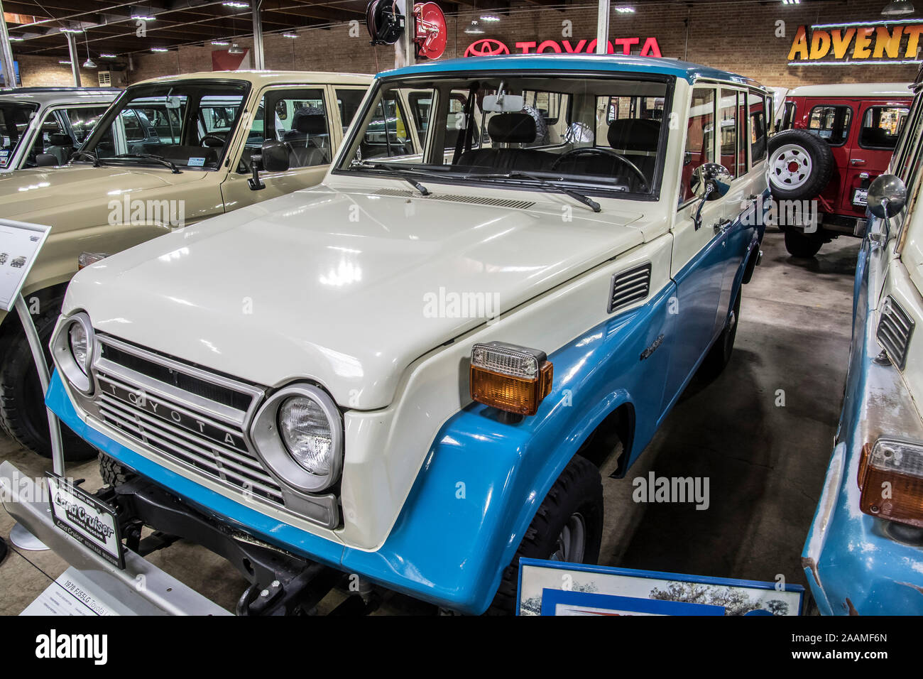 Stock Photo Toyota Land Cruiser museum exhibit at the Land Cruiser