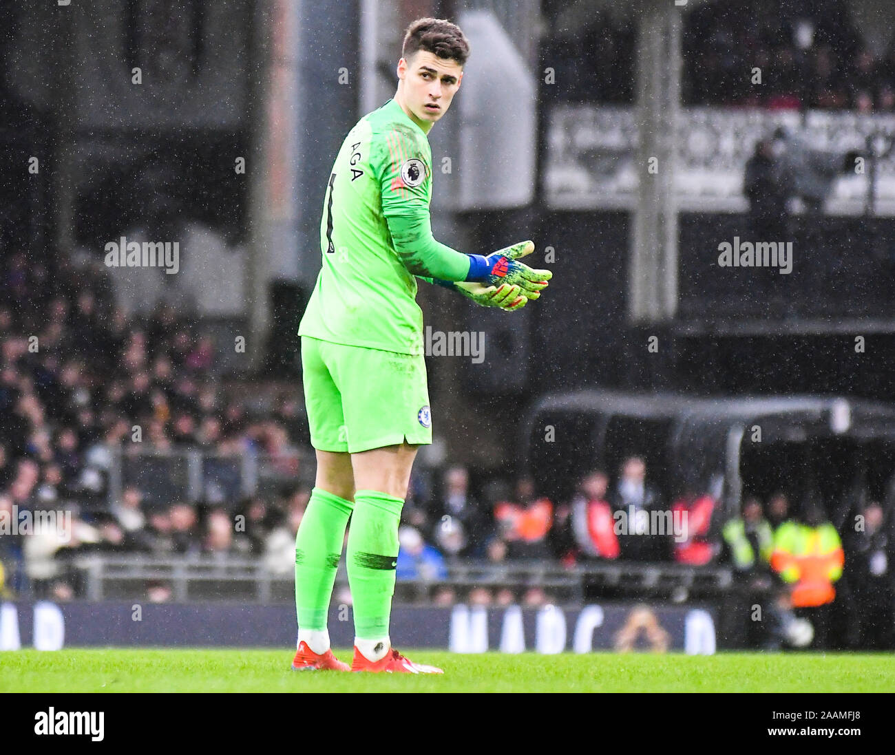 LONDON, ENGLAND - MARCH 3, 2019: Kepa Arrizabalaga of Chelsea pictured during the 2018/19 Premier League game between Fulham FC and Chelsea FC at Craven Cottage. Stock Photo