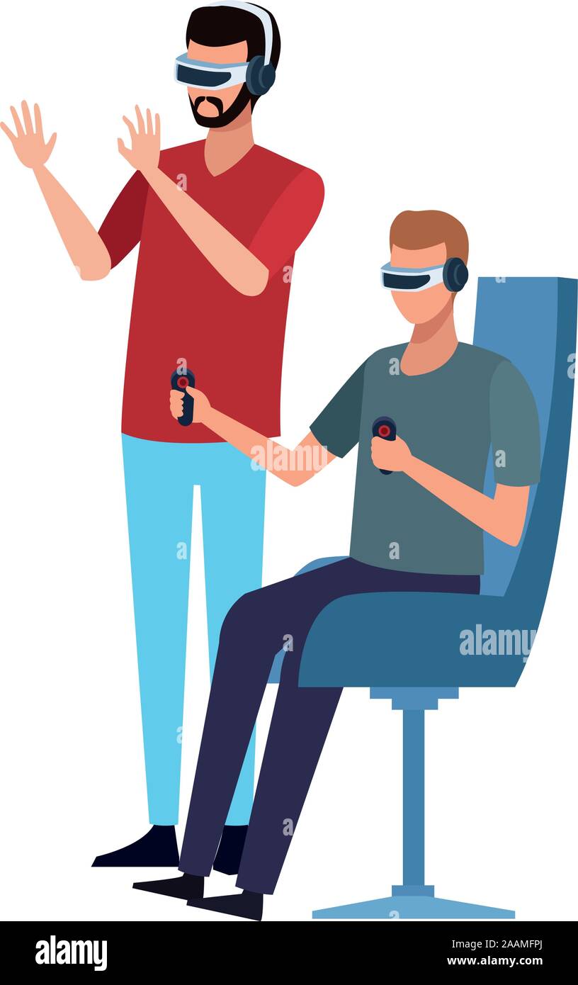men using technology of augmented reality vector design Stock Vector ...