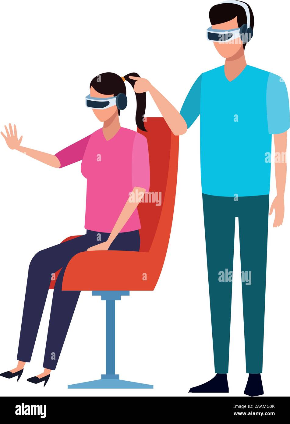 man and woman using technology of augmented reality Stock Vector Image ...