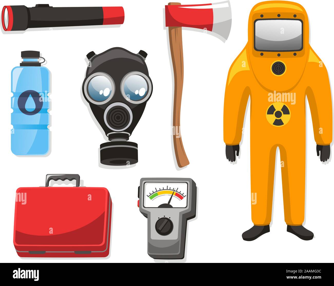 Emergency elements set vector illustration collection. Stock Vector