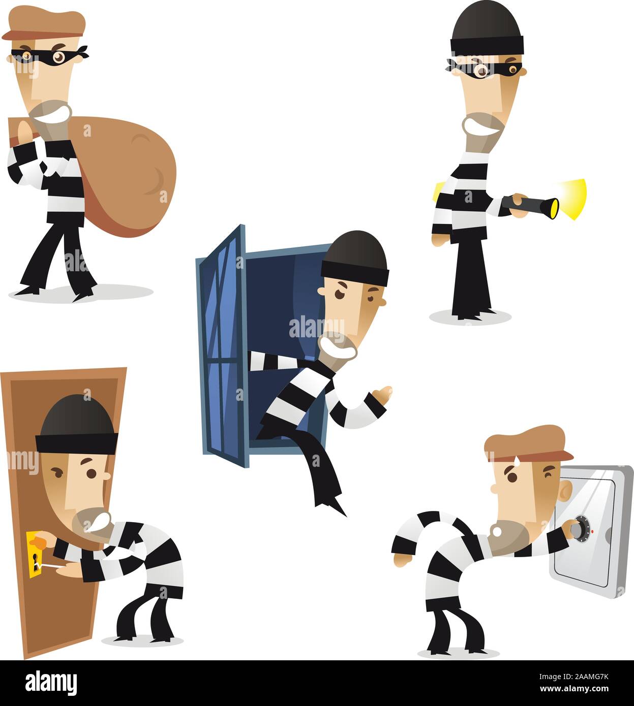 thief in action illustration collection Stock Vector