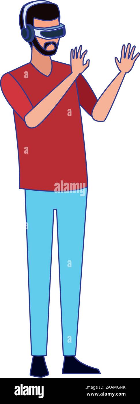 man using technology of augmented reality vector design Stock Vector ...