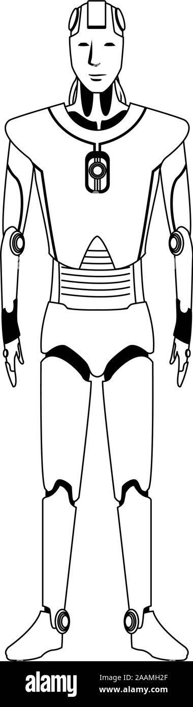robot standing icon, flat design Stock Vector