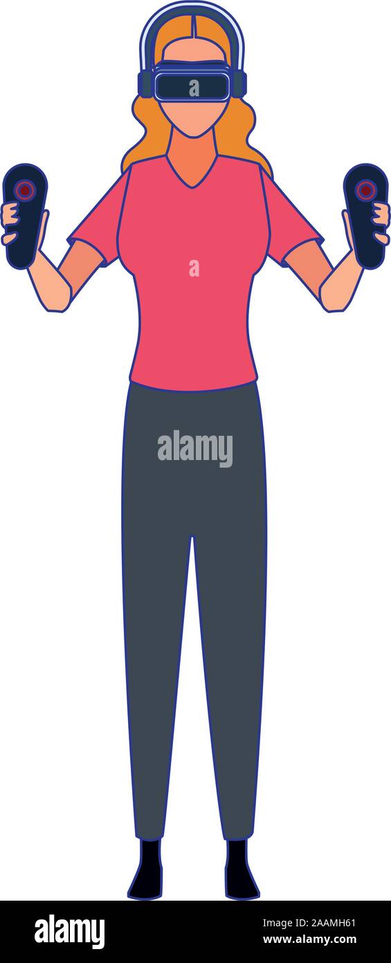 woman using technology of augmented reality vector design Stock Vector ...