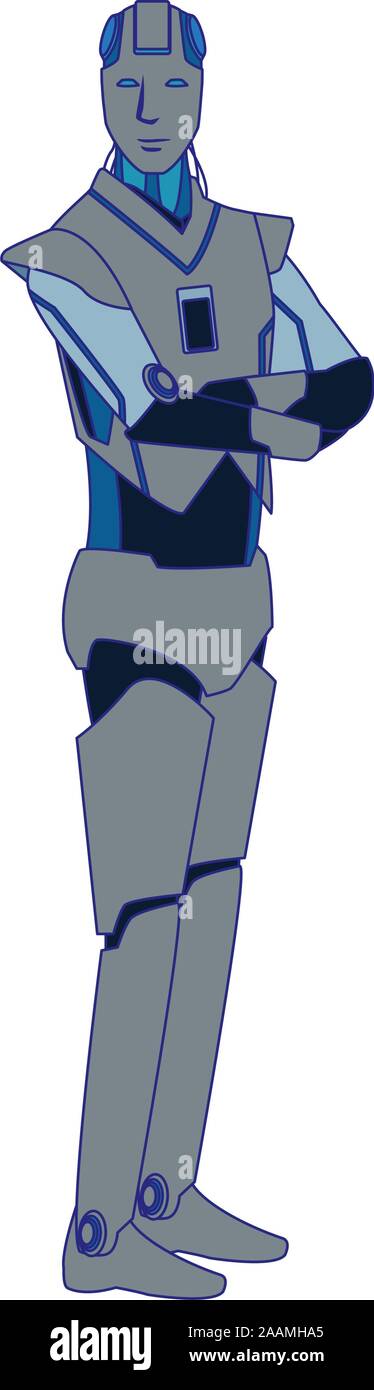 robot standing icon, flat design Stock Vector