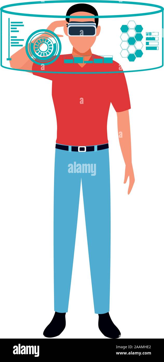 man using technology of augmented reality vector design Stock Vector ...