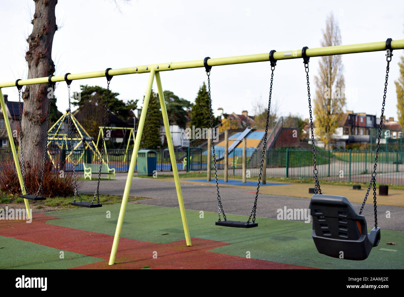 Childrens play area at Furzedown recreation ground Stock Photo
