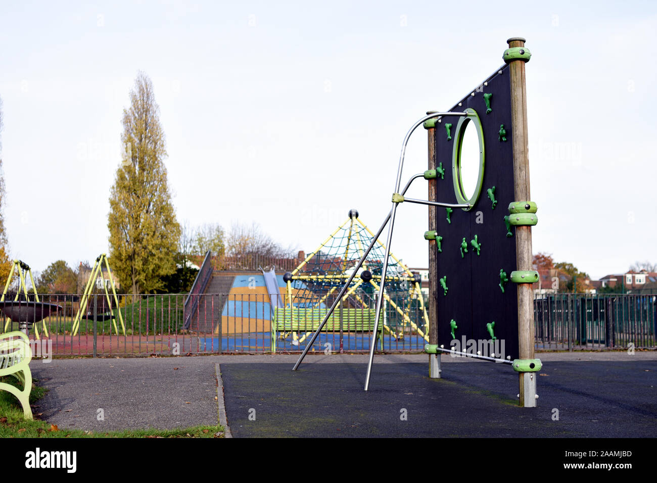 Childrens play area at Furzedown recreation ground Stock Photo
