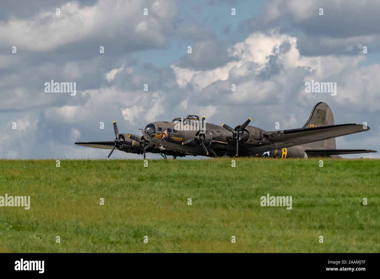 NEW WINDSOR NY - SEPTEMBER 15 2018: World War II era Boeing B-17 Flying Fortress bomber aircraft the Memphis Belle Stock Photo