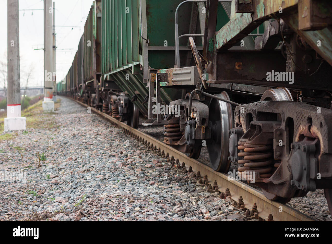 freight train perspective. business cargo railroad transportation shipping Stock Photo