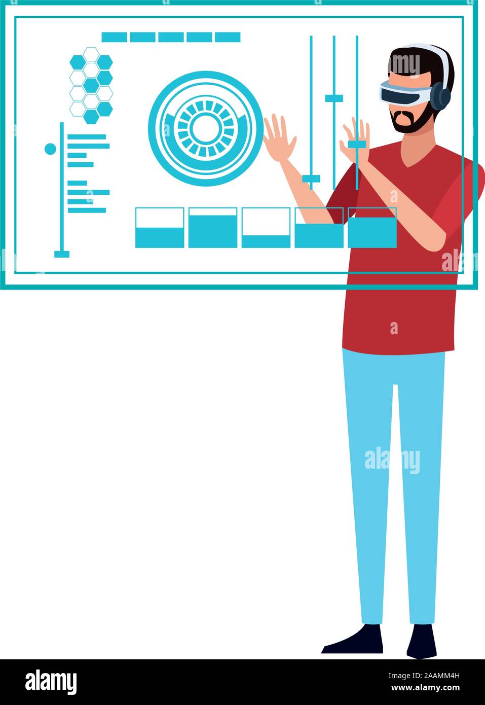 man using technology of augmented reality vector design Stock Vector ...