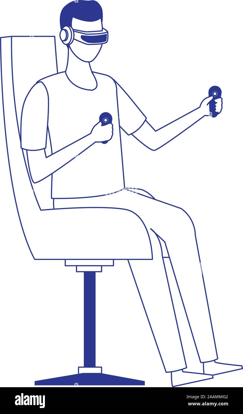 man using technology of augmented reality vector design Stock Vector ...