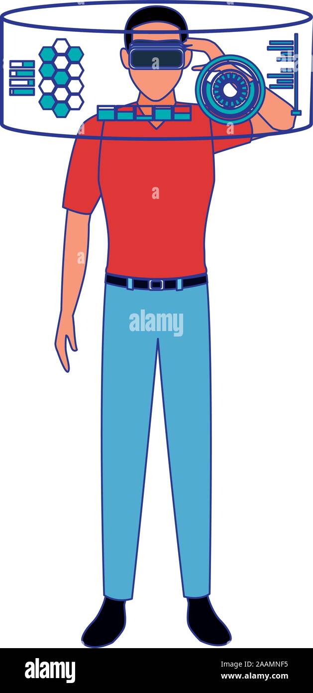man using technology of augmented reality vector design Stock Vector ...