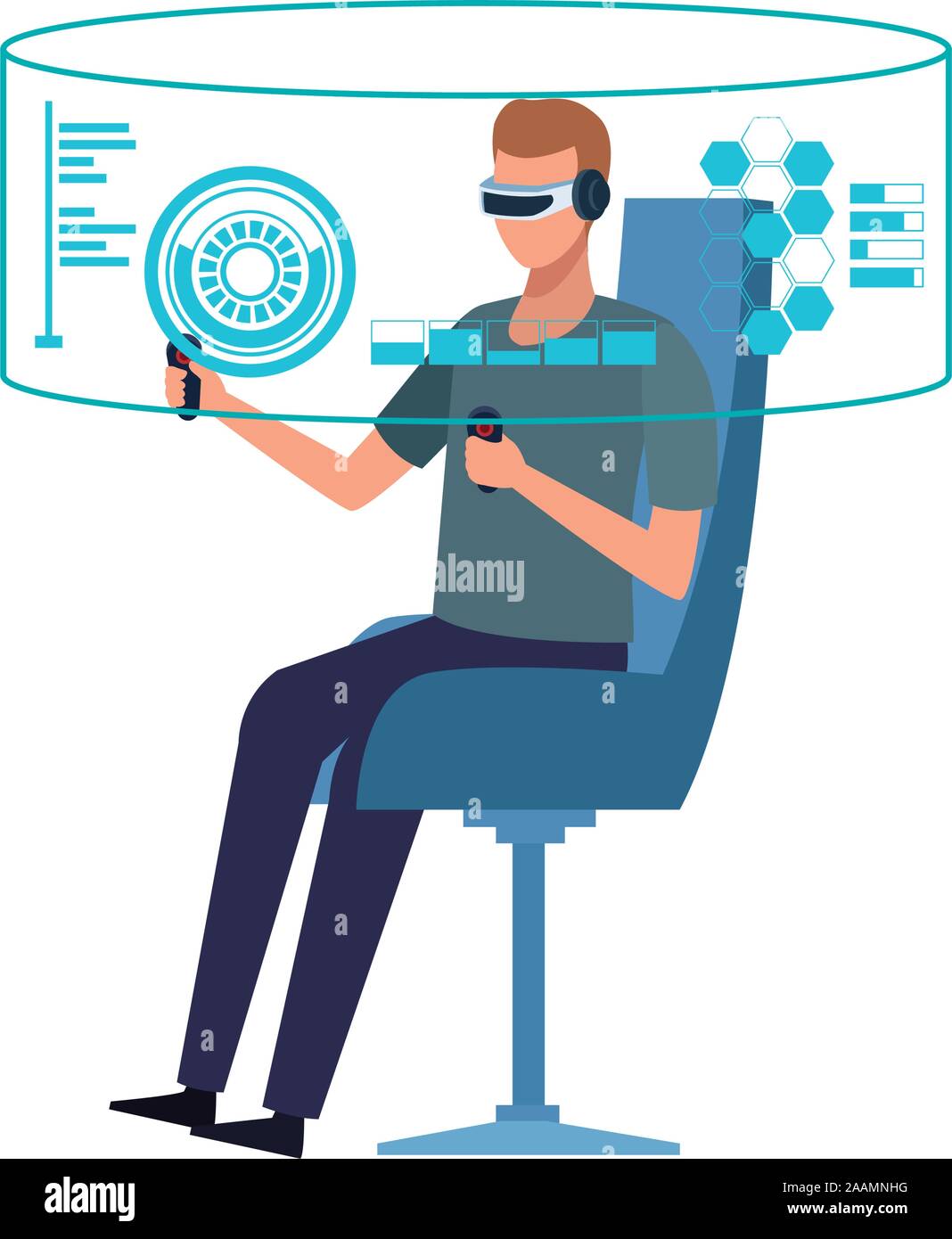 man using technology of augmented reality vector design Stock Vector ...