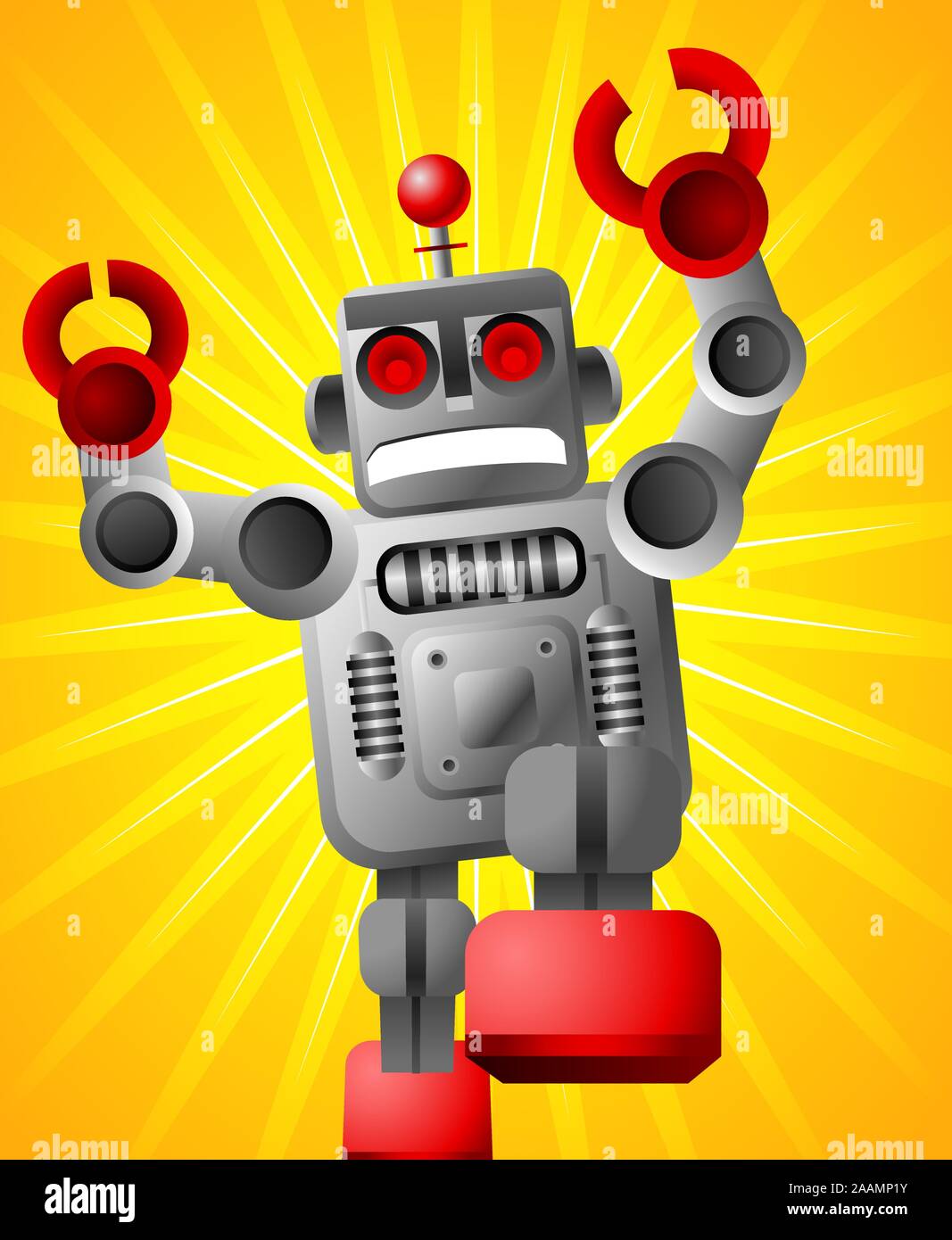 A Giant toy robot mad attack Stock Vector Image & Art - Alamy