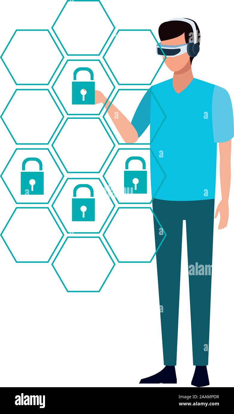 man using technology of augmented reality vector design Stock Vector ...
