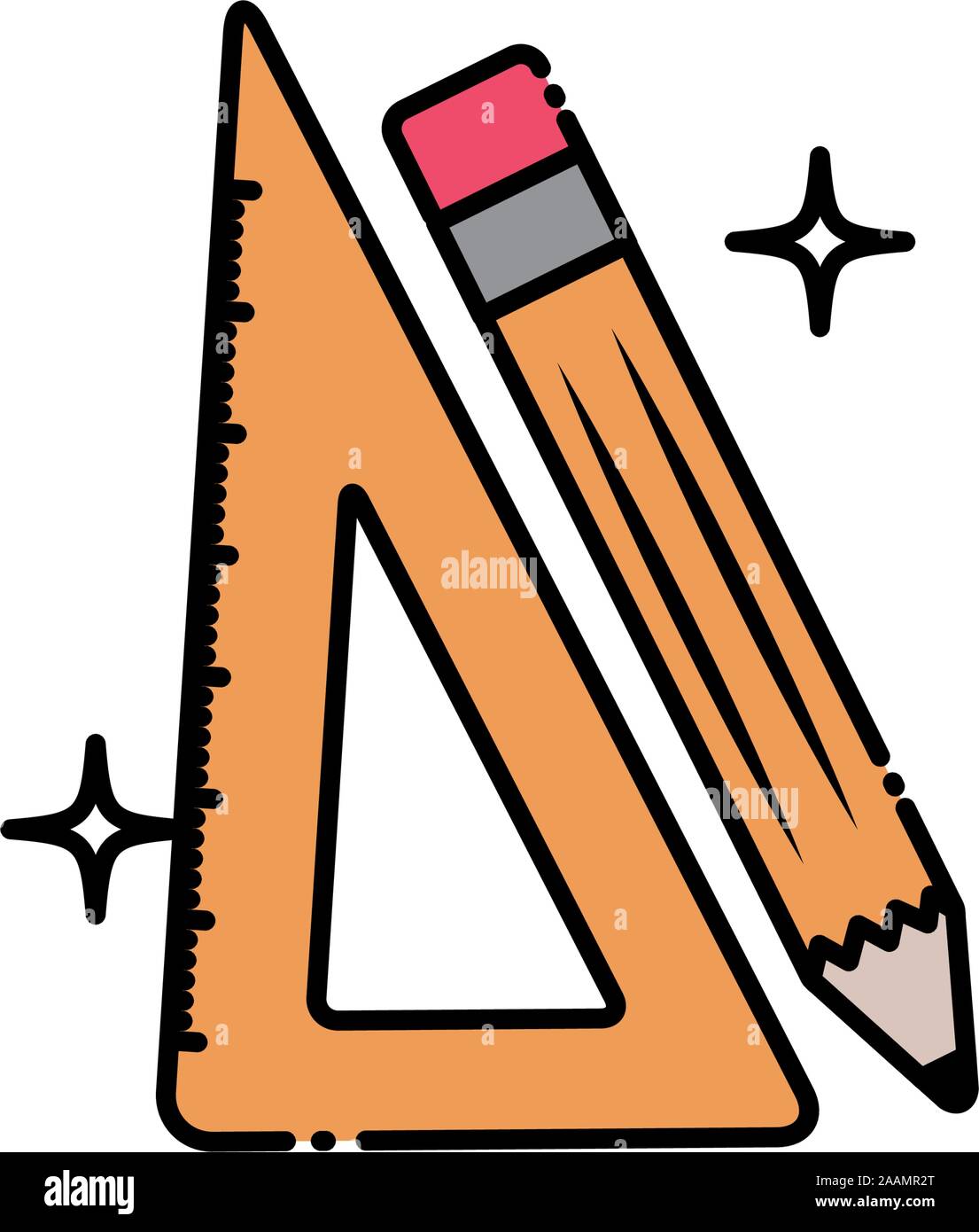 school pencil with ruler fill style icon vector illustration design ...