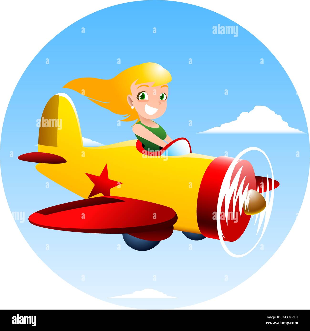 Little girl flying an airplane Stock Vector Image & Art - Alamy