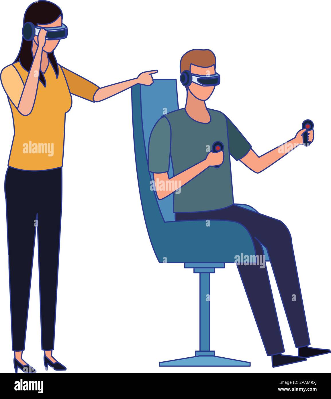 man and woman using technology of augmented reality Stock Vector Image ...
