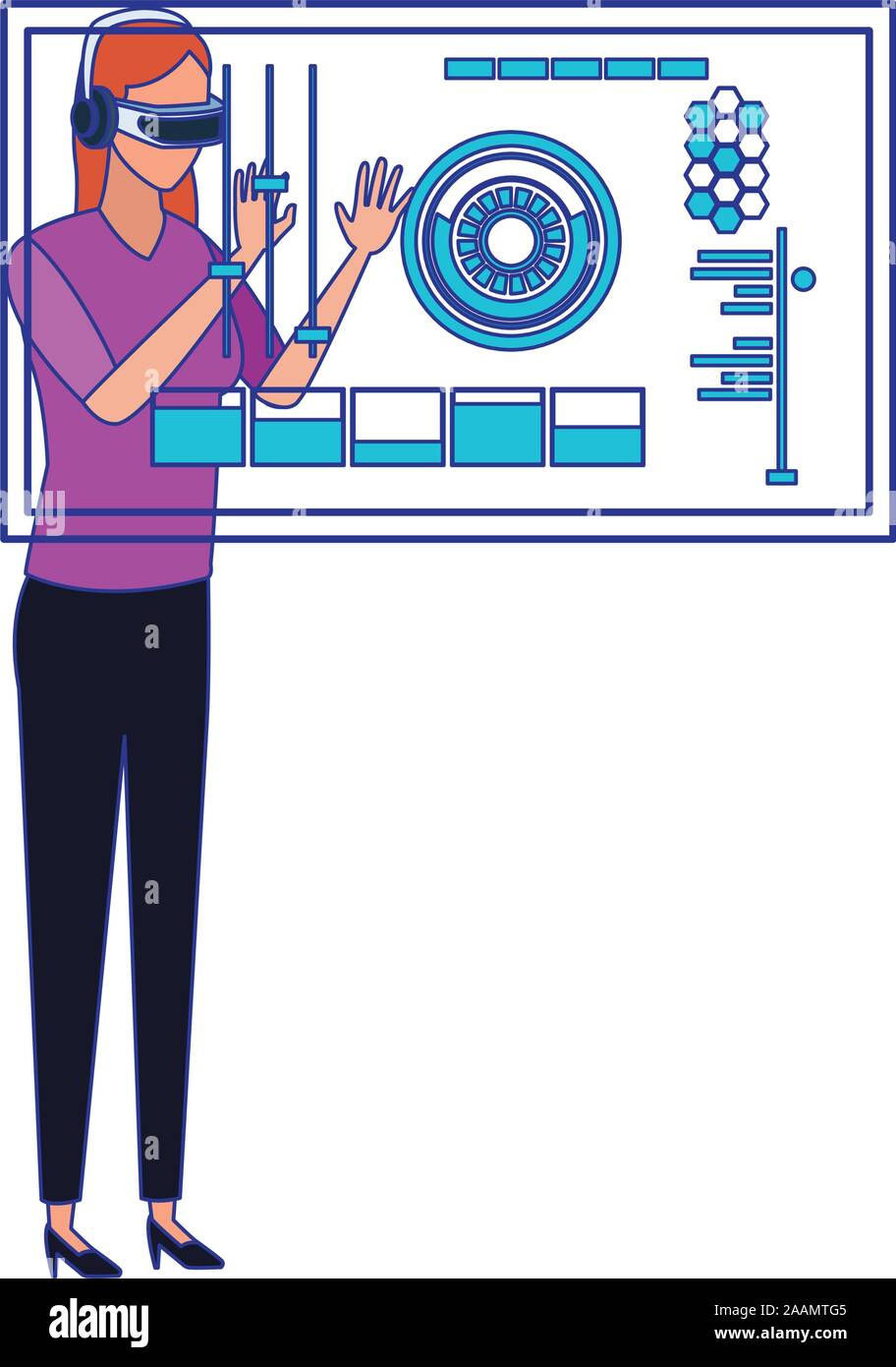 woman using technology of augmented reality vector design Stock Vector ...