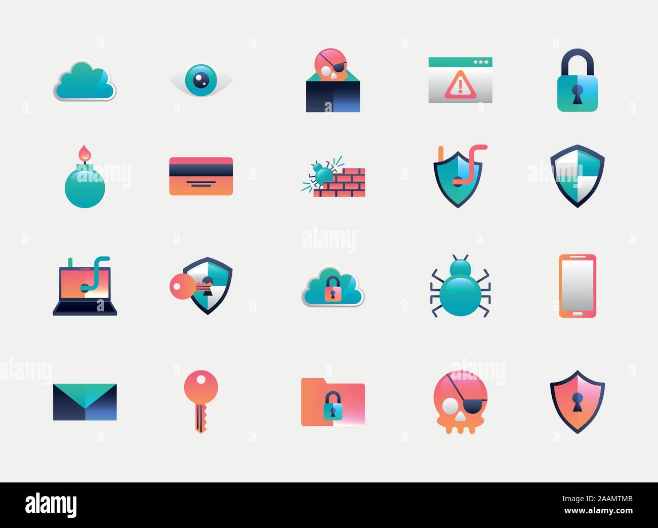 bundle of cyber security set icons Stock Vector Image & Art - Alamy