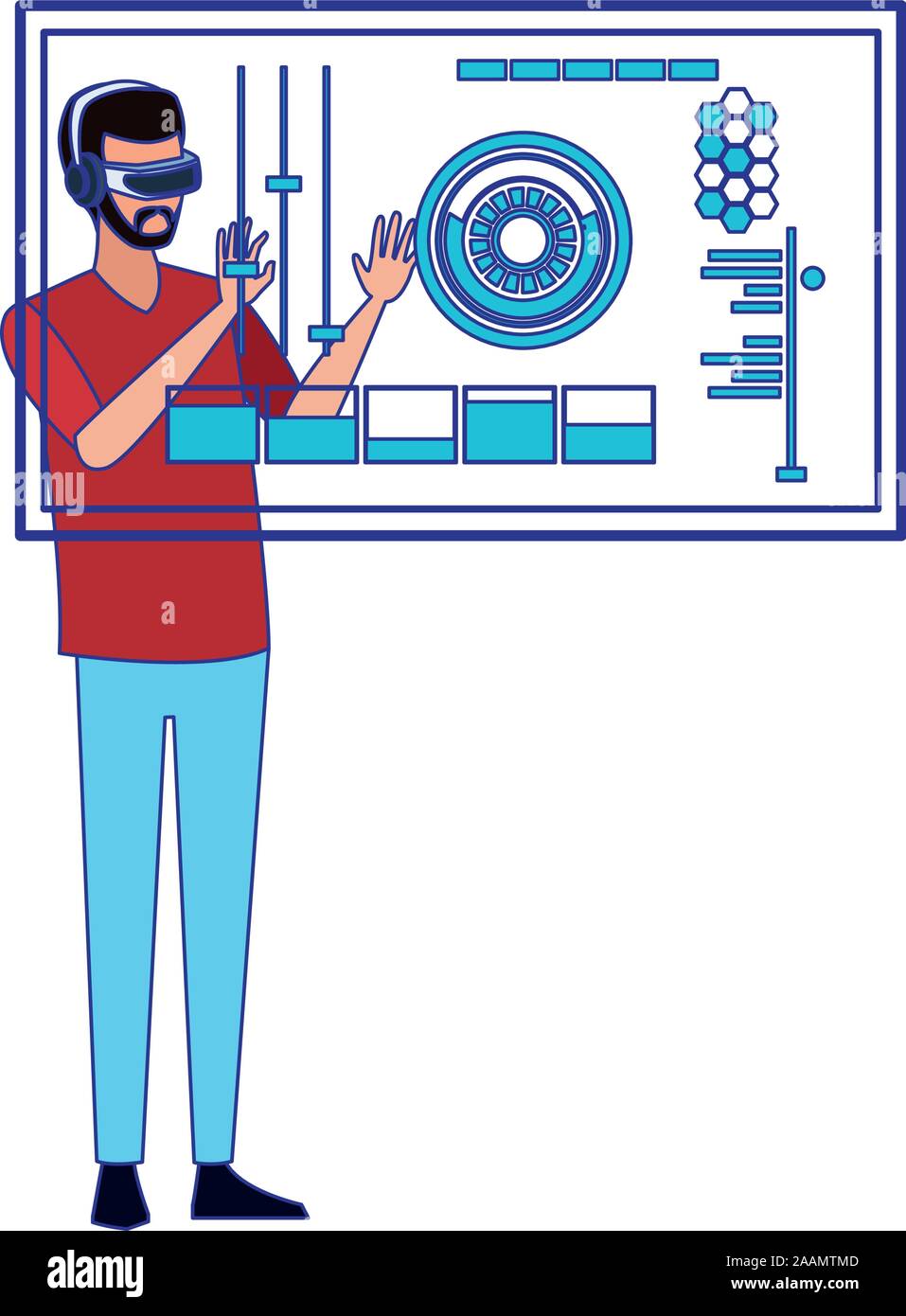 man using technology of augmented reality vector design Stock Vector ...