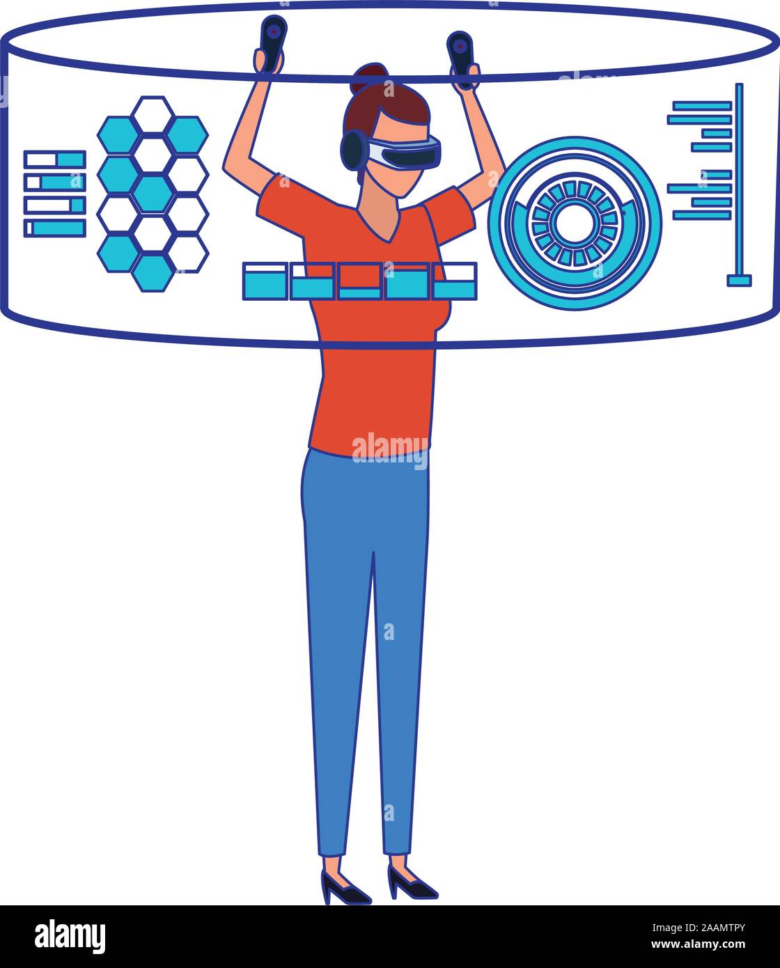 woman using technology of augmented reality vector design Stock Vector ...