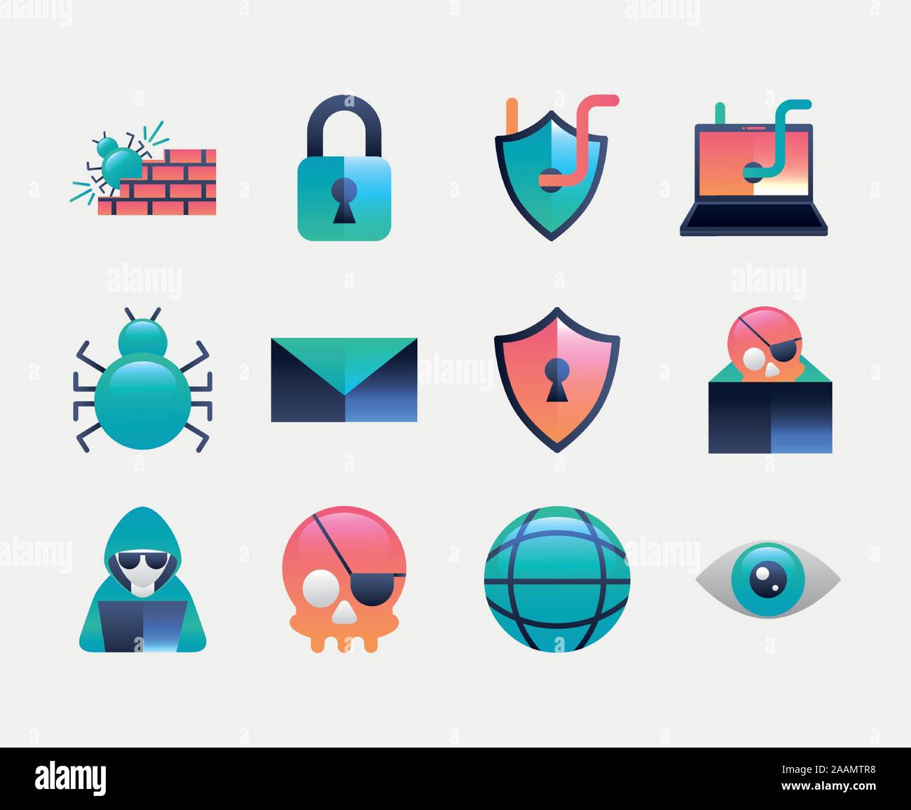 bundle of cyber security set icons Stock Vector Image & Art - Alamy