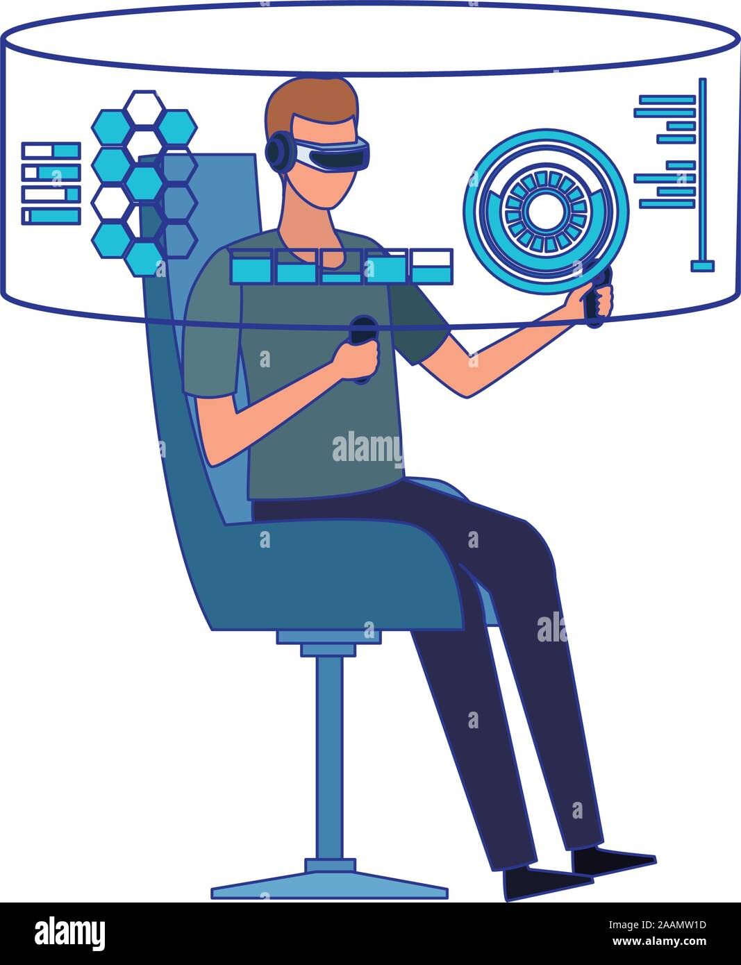 man using technology of augmented reality vector design Stock Vector ...