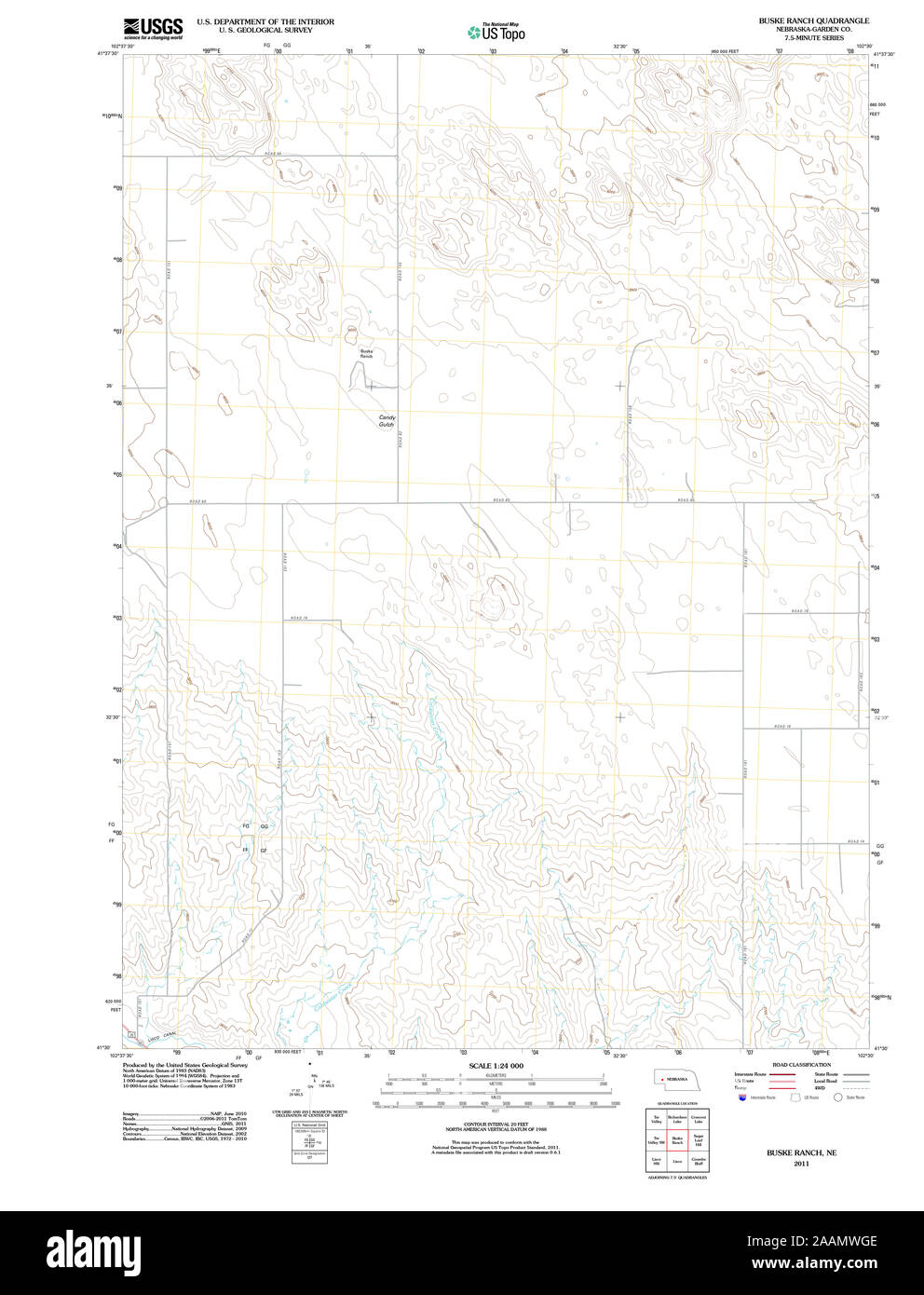 USGS TOPO Map Nebraska NE Buske Ranch 20111107 TM Restoration Stock ...