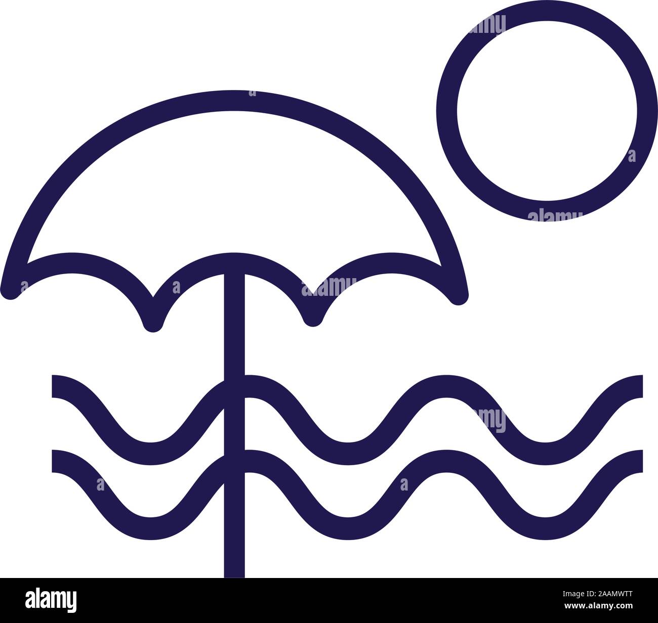 summer seascape with umbrealla and waves Stock Vector Image & Art - Alamy