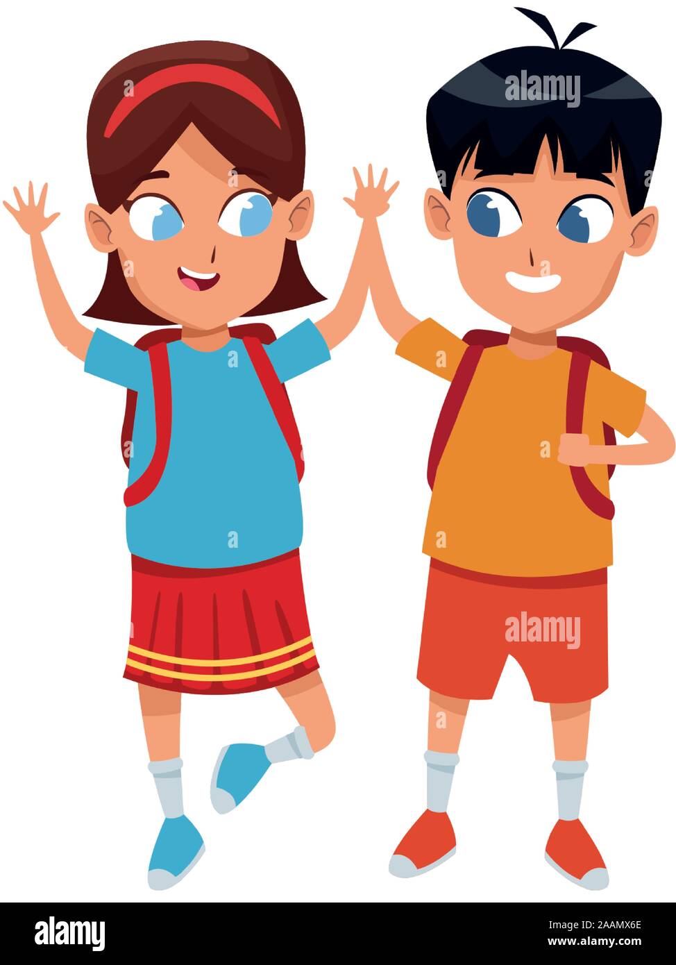 cartoon happy girl and boy icon, flat design Stock Vector Image & Art ...