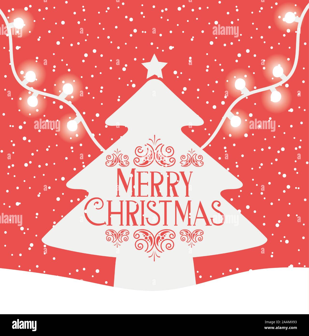 happy merry christmas card with pine tree Stock Vector Image & Art - Alamy