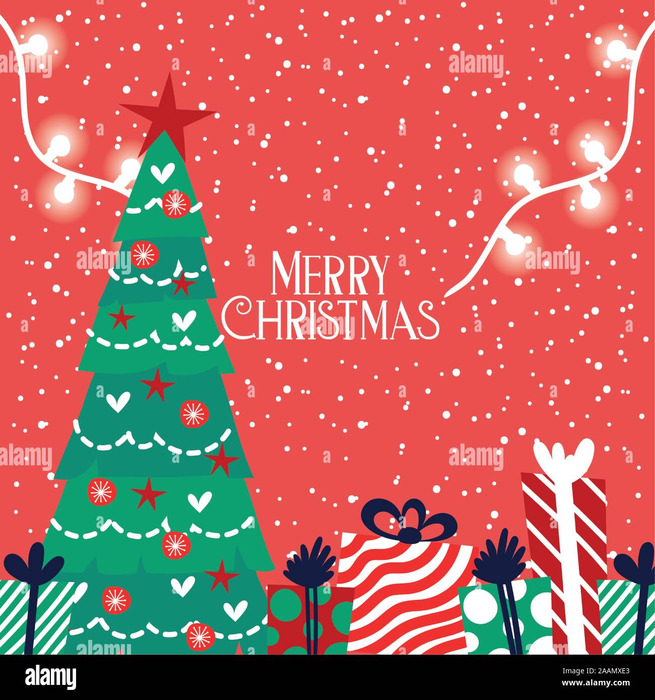 happy merry christmas card with pine tree Stock Vector Image & Art - Alamy