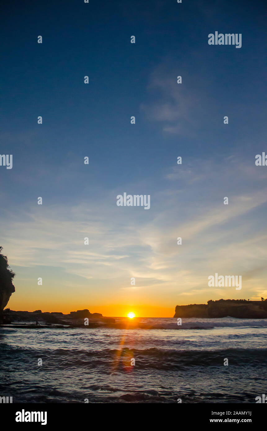 sunset in Klayar Beach, Pacitan, East Java Stock Photo - Alamy