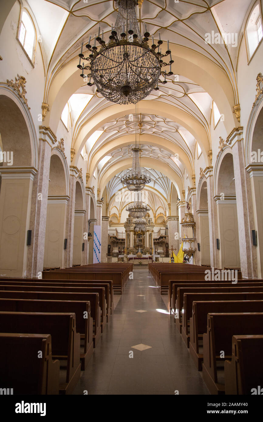 SUCRE, Bolivia - October 16th 2019 - Metropolitan Cathedral of Sucre interior, also called Cathedral Basilica of Our Lady of Guadalupe Stock Photo
