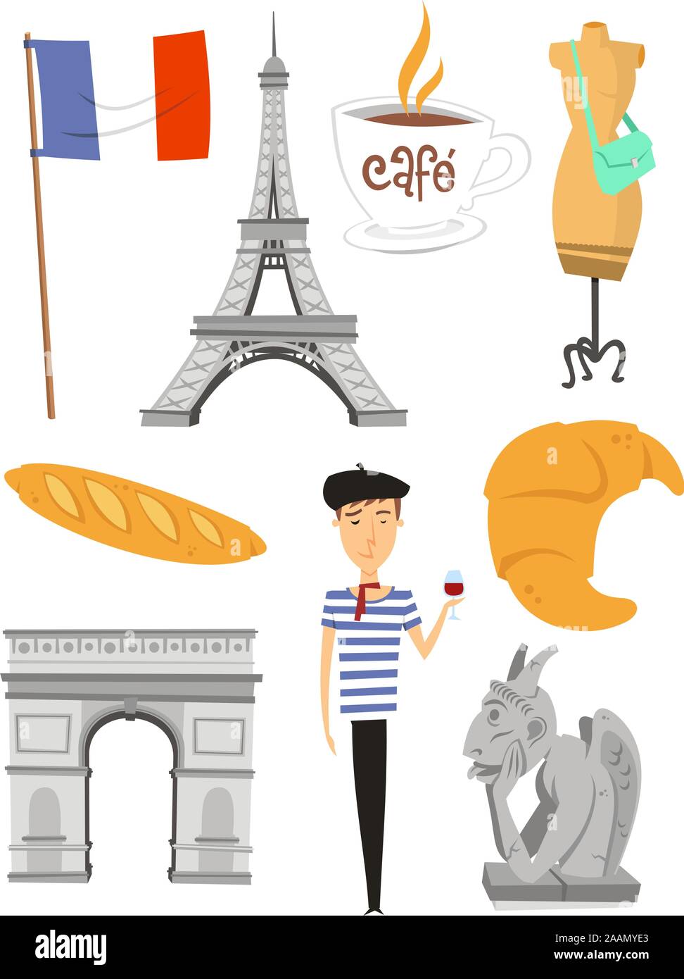 Paris cartoon icons Stock Vector Image & Art - Alamy